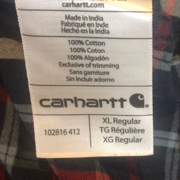 Carhartt Relaxed Fit Plaid Button Down Shirt XL - Picture 4 of 5